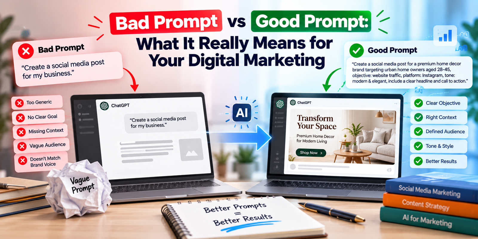 Bad vs Good Prompts in Digital Marketing
